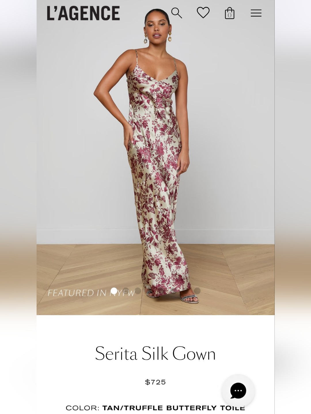 L'agence Serita Silk Gown In Tan/Truffle Butterfly Toile Size 10
